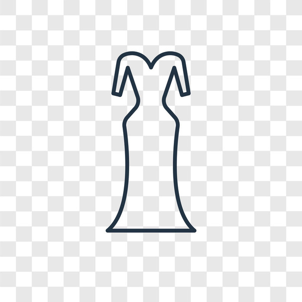 Kobiet długi czarny sukienka koncepcja wektor liniowe ikona na białym tle na przezroczystym tle, pojęcie przejrzystości koncepcja kobiet sukienka w stylu konspektu - Wektor, obraz