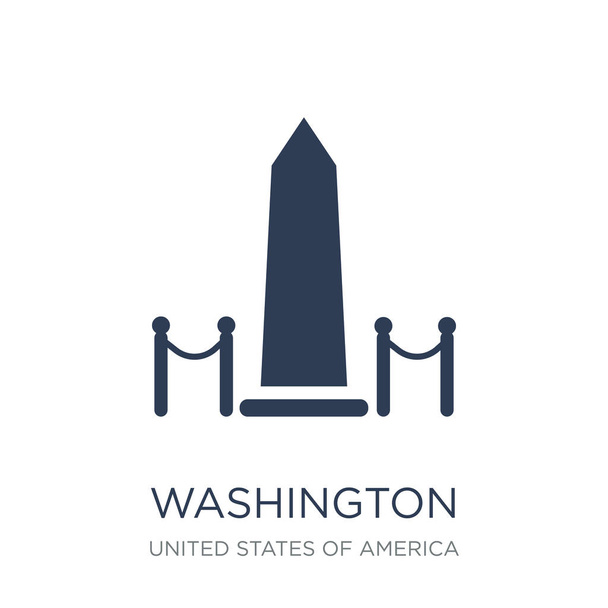 Washington monument ikona. Płaskie wektor Waszyngton pomnik ikona na białym tle z kolekcji w Stany Zjednoczone Ameryki, ilustracji wektorowych można użyć dla sieci web i mobile, eps10 - Wektor, obraz