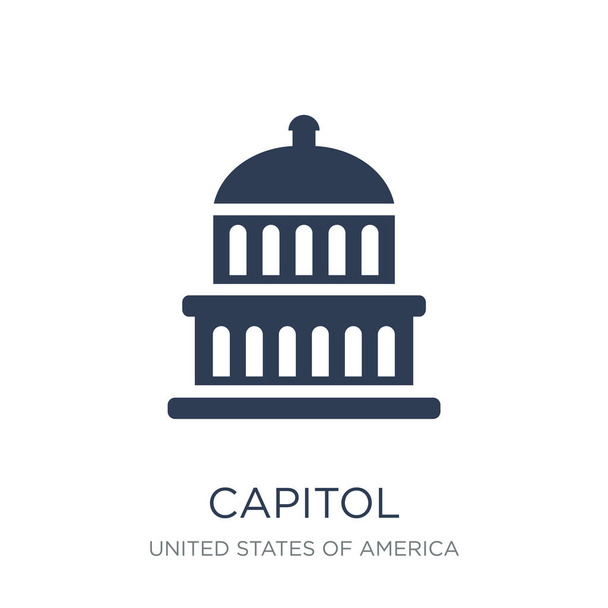 Εικονίδιο Capitol. Μοντέρνα επίπεδη διάνυσμα Capitol εικονίδιο στο λευκό φόντο από τη συλλογή Ηνωμένες Πολιτείες της Αμερικής, εικονογράφηση φορέα μπορεί να χρησιμοποιηθεί για web και mobile, eps10 - Διάνυσμα, εικόνα