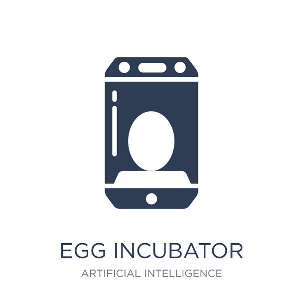 Icono de incubadora de huevos. Icono moderno de la incubadora del huevo del vector plano en el fondo blanco de la inteligencia artificial, colección de la tecnología futura, ilustración del vector se puede utilizar para la tela y el móvil, eps10
 - Vector, imagen