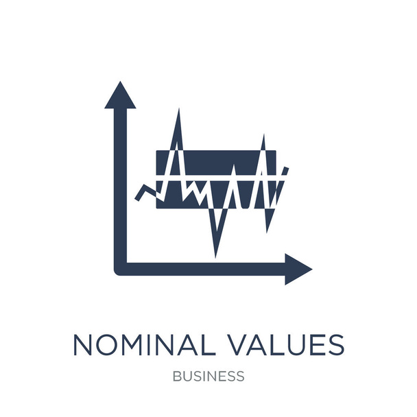 Nominale waarden pictogram. Het pictogram van de nominale waarden van de trendy platte vector op witte achtergrond uit Business collectie, vectorillustratie kan worden gebruikt voor web en mobiel, eps10 - Vector, afbeelding