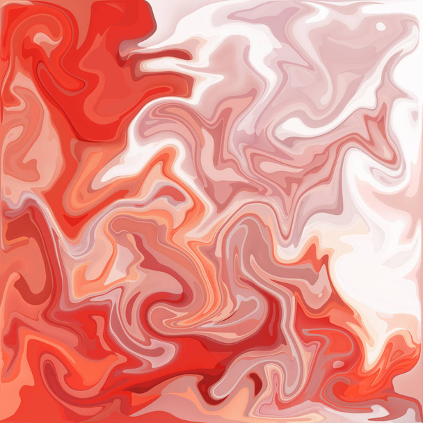Red Digital Acrylic Color Swirl Or Similar Marble Twist Texture Background - Foto, afbeelding