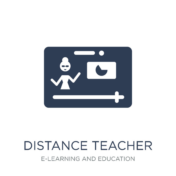 απόσταση δάσκαλος εικονίδιο. Μοντέρνα επίπεδη διάνυσμα εικονίδιο δάσκαλος απόσταση στο λευκό φόντο από τη συλλογή Ε-εκμάθησης και την εκπαίδευση, εικονογράφηση φορέα μπορεί να χρησιμοποιηθεί για web και mobile, eps10 - Διάνυσμα, εικόνα