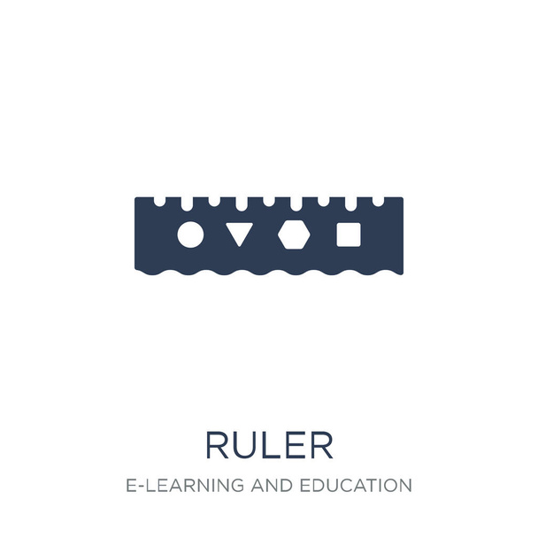 Icono del gobernante. Icono de Regla de vector plano de moda en fondo blanco de la colección de E-learning y educación, ilustración de vectores se puede utilizar para la web y móvil, eps10
 - Vector, imagen