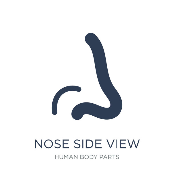 鼻側表示アイコン。Web、モバイル、eps10 用の人間の体の部分のコレクション、ベクトル図から白い背景のトレンディなフラット ベクトル鼻側ビュー アイコンもあります。 - ベクター画像