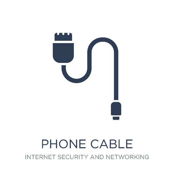 Telefoon kabel pictogram. Trendy platte vector kabel telefoonpictogram op witte achtergrond van Internet Security en Networking collectie, vectorillustratie kan worden gebruikt voor web en mobiel, eps10 - Vector, afbeelding