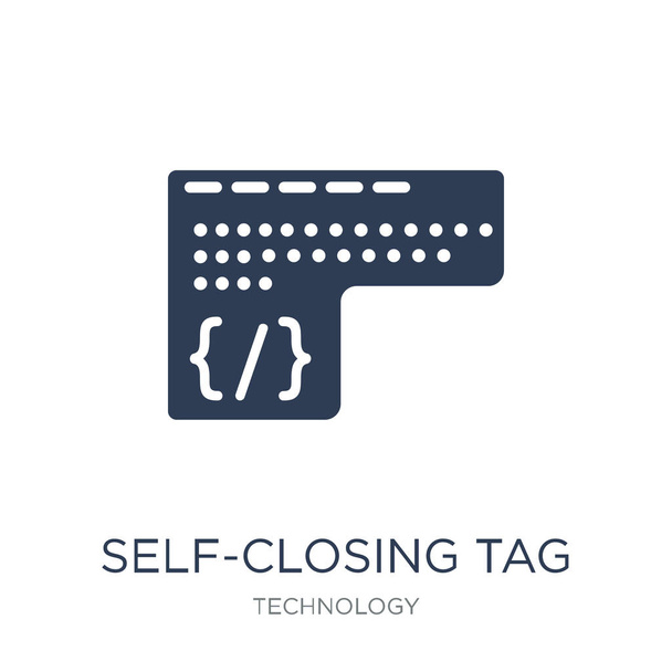 Self-closing tag icon. Trendy flat vector Self-closing tag icon on white background from Technology collection, vector illustration can be use for web and mobile, eps10 - Vector, Image