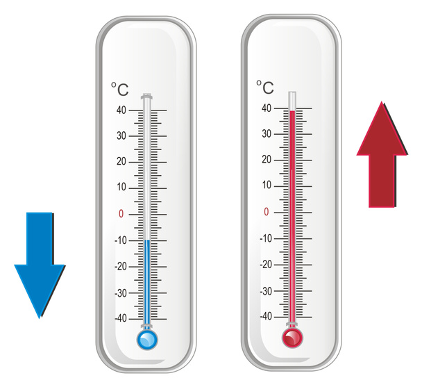 termômetros de inverno e verão com setas
 - Foto, Imagem