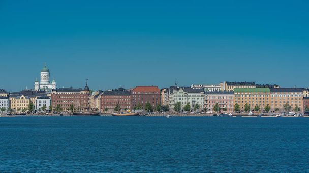 Helsinki in Finland, panorama of the town from the sea, with the cathedral in background - Photo, Image