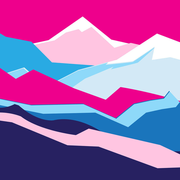 Bright vector abstract background color landscape with mountains and rocks - Vector, Image