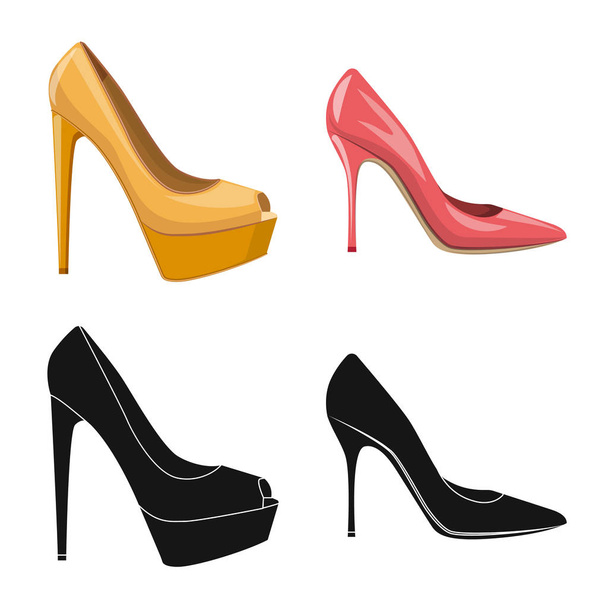 Vector design of footwear and woman icon. Set of footwear and foot stock symbol for web. - ベクター画像