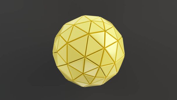 Abstract background with yellow sphere on the black surface. 3D render illustration - Fotografie, Obrázek