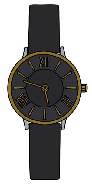 The vectorized hand drawing of a black wonans wrist watches - Vector, Image
