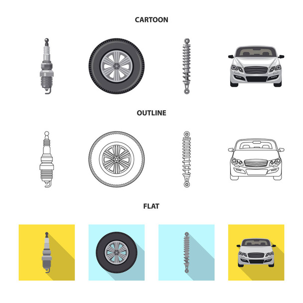 Izolovaný objekt auto a část Sign. Kolekce z auto a car vektorové ilustrace. - Vektor, obrázek