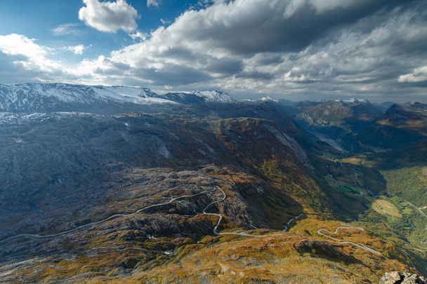 View from at Geiranger Skywalk Dalsnibba Geiranger Norway, 1500meters above sea level, great view - Photo, image