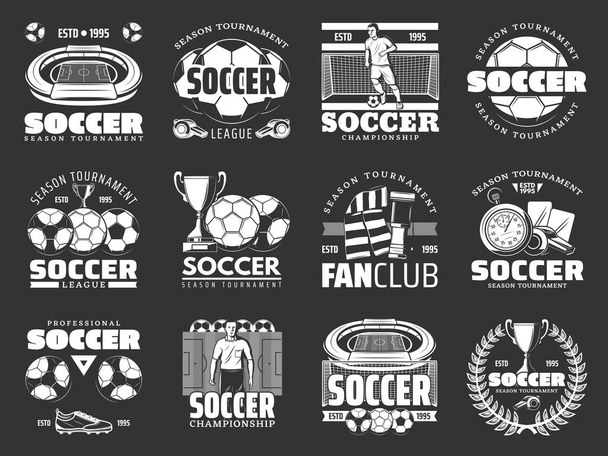 Juego de fútbol artículos deportivos e iconos de jugadores
 - Vector, Imagen