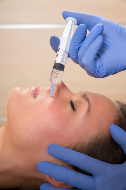 Anti aging facial mesotherapy syringe on woman face - Fotoğraf, Görsel