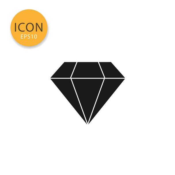 Diamant-Symbol flachen Stil in schwarzer Farbe Vektor Illustration auf weißem Hintergrund. - Vektor, Bild