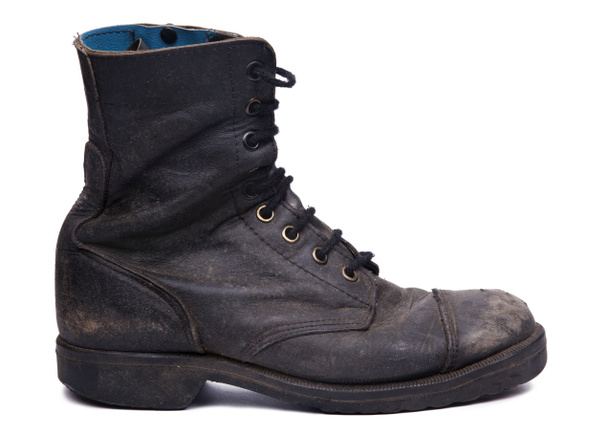 Isolated Used Army Boot - Side View - Photo, Image