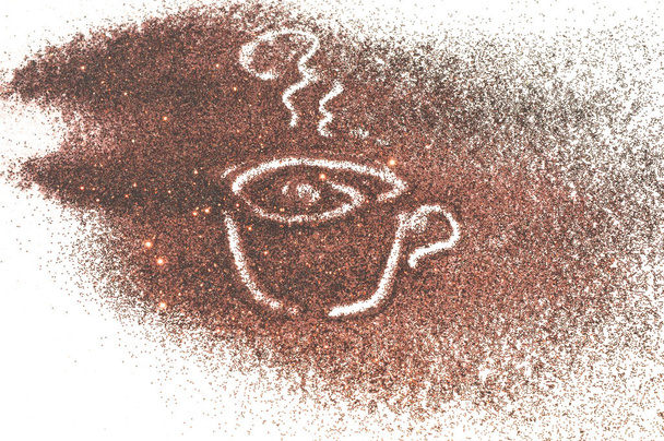 Csésze kávé a gyönyörű barna csillogó-szikrázó fehér - Fotó, kép