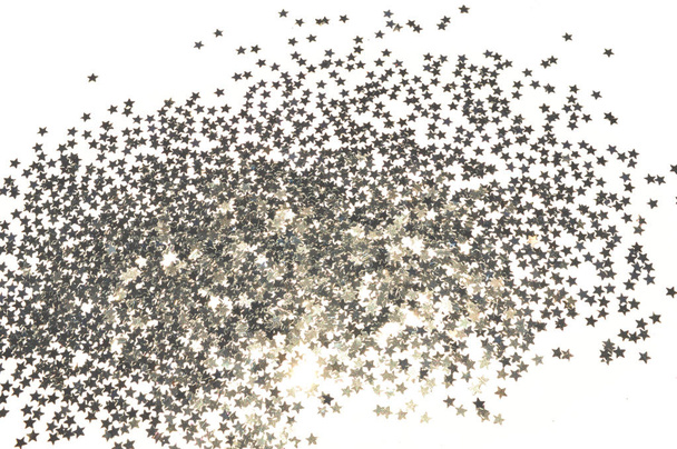 Блискучі срібні зірки на білому тлі
 - Фото, зображення