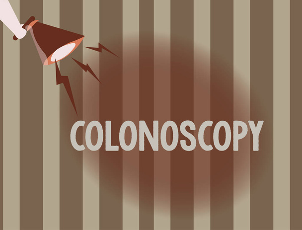 Κείμενο πινακίδα που δείχνει την κολονοσκόπηση. Εννοιολογική φωτογραφία ενδοσκοπική εξέταση του παχέος εντέρου παχέος εντέρου διάγνωση - Φωτογραφία, εικόνα