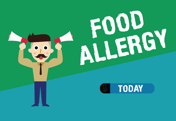 Käsiala tekstiä kirjallisesti Ruoka Allergia. Käsitteen merkitys Immuunijärjestelmän reaktio, joka tapahtuu tietyn ruoan syömisen jälkeen
 - Valokuva, kuva