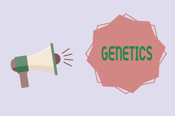 begriffliche Handschrift, die Genetik zeigt. Foto-Text-Studie über Vererbung und die Variation vererbter Merkmale - Foto, Bild
