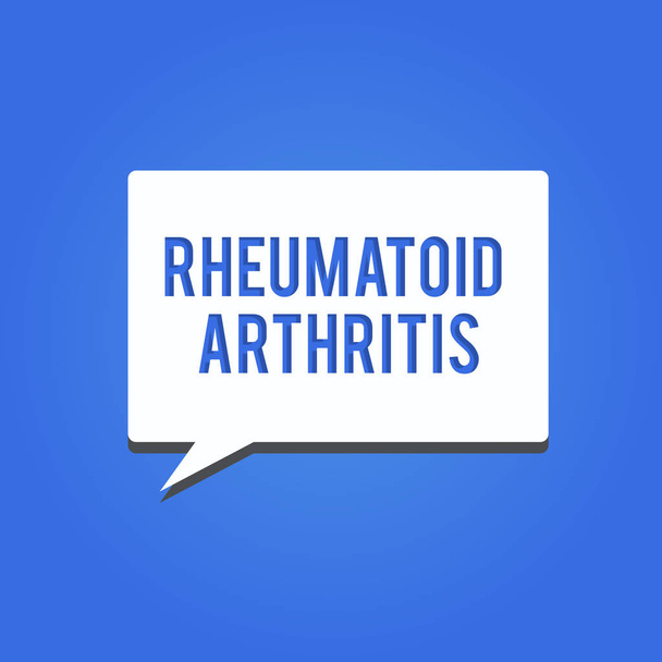 Textschreiben bei rheumatoider Arthritis. Geschäftskonzept für Autoimmunerkrankungen, die Gelenkschmerzen und -schäden verursachen können - Foto, Bild