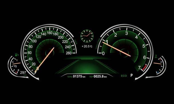 realistic car electric dashboard.  - Vector, Image
