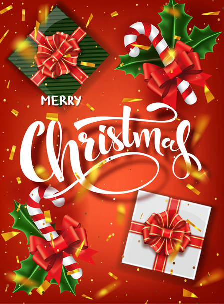 Christmas design vector template. Calligraphic Merry Christmas Lettering Decorated. Christmas poster template. Vector illustration EPS10 - Vektor, obrázek