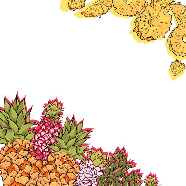 Tropical background with pineapple.  - Vector, Imagen