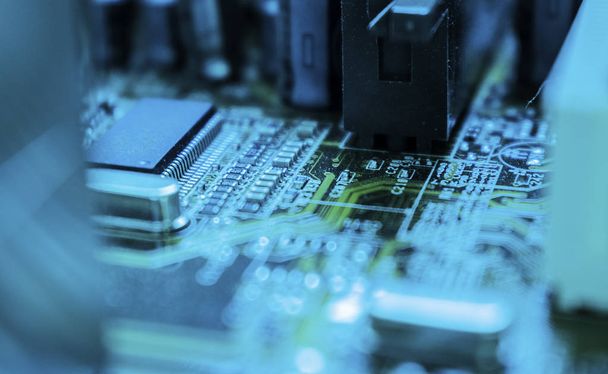 Electronic computer hardware technology. Motherboard digital chip background. - Zdjęcie, obraz
