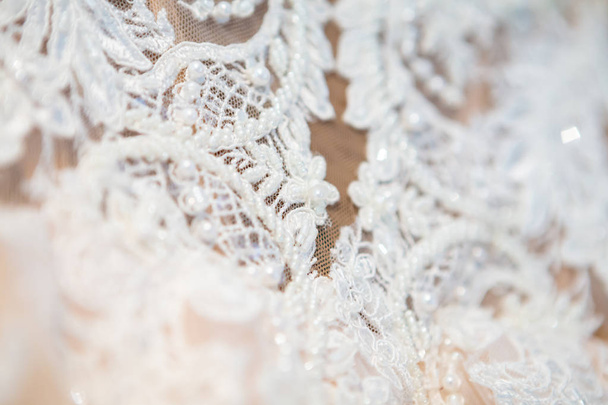 beautiful wedding dress close-up details of wedding lace - Photo, Image