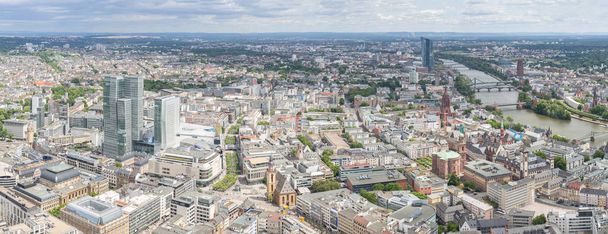 Germany Frankfurt am main skyscrapers aerial view panorama - Foto, afbeelding