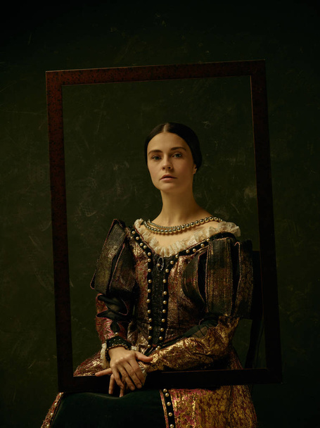 Portrait of a girl wearing a retro princess or countess dress - Zdjęcie, obraz