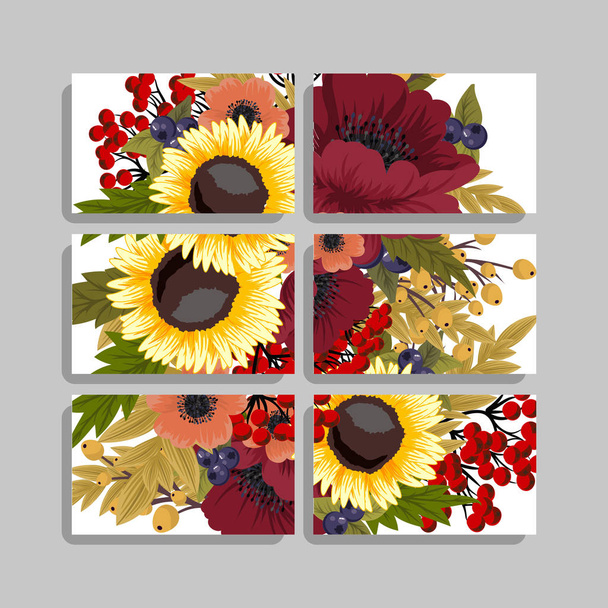 Set of floral frame with colorful flower. - Vector, Imagen