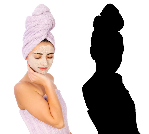 Silhouette Of A Woman In Towel - Foto, Imagen