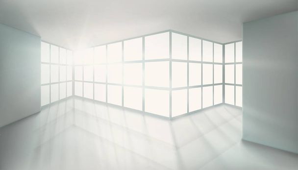 Illuminated office room with sun rays. Vector illustration. - Vector, Image
