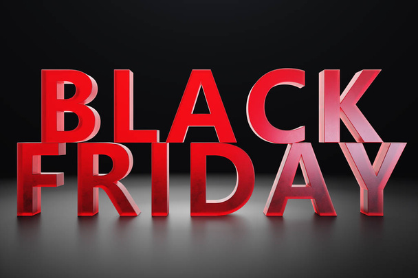 Black Friday - Only once a year, maximum discounts. Sales, joy, success. The moment. Black Friday text on the wall. Great sale. 3D illustration - Photo, Image