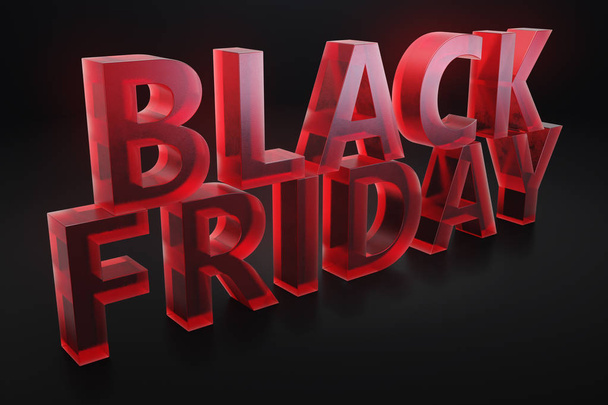 Black Friday - Only once a year, maximum discounts. Sales, joy, success. The moment. Black Friday text on the wall. Great sale. 3D illustration - Fotografie, Obrázek