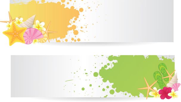 Two banners with summer elements - Vector, imagen
