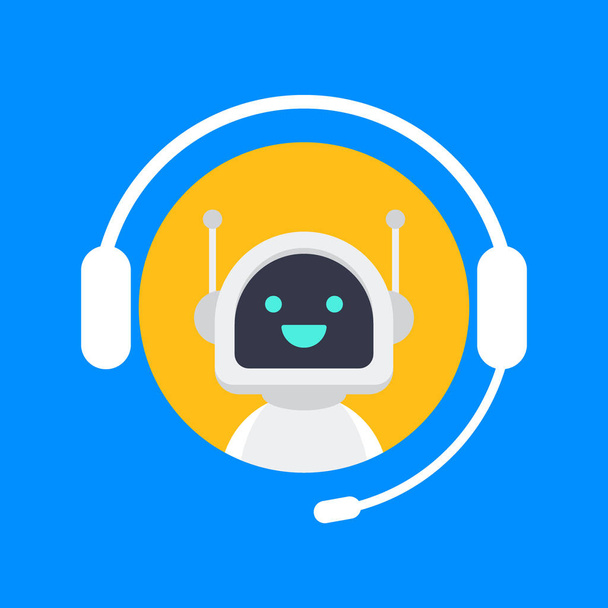 niedlichen lächelnden Roboter, Chat-Bot sagen hi.vector moderne flache Zeichentrickfigur Illustration. Sprachunterstützungsdienst bot. - Vektor, Bild
