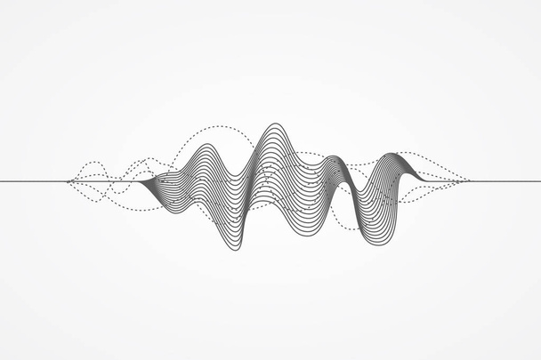 音楽ラジオ サウンド ウェーブ。オーディオのデジタル記録、振動、パルス、音楽のサウンド トラックのサイン。ベクトルの図。フラットなデザイン. - ベクター画像
