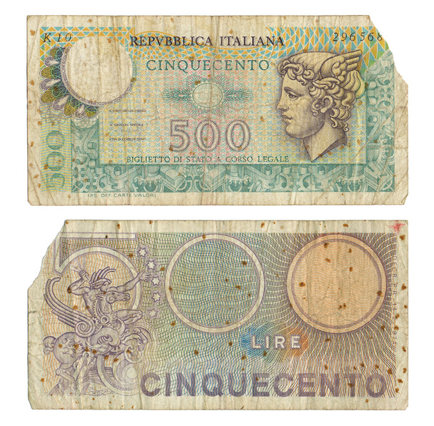 イタリアの 500 リラお金メモを中止 - 写真・画像