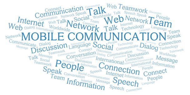 Mobile Communication word cloud. Wordcloud made with text only. - Photo, Image