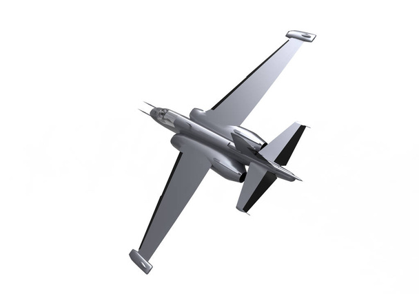3D repülő vadászrepülőgép elszigetelt fehér background - Fotó, kép