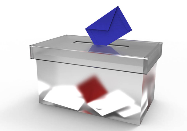 3D-Wahlurne auf weißem Hintergrund - Foto, Bild