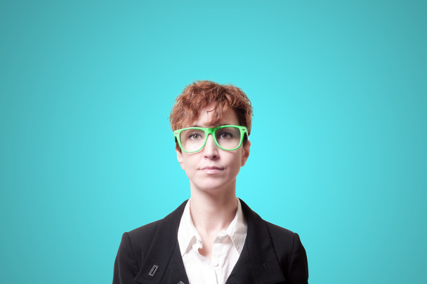 business woman with green eyeglasses - Foto, Imagen