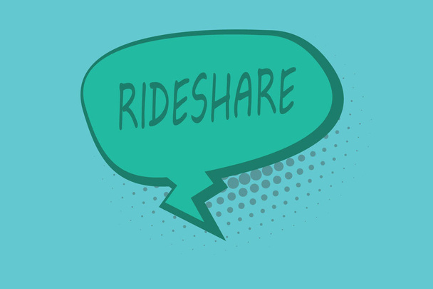 Konceptuální ručně psaného textu zobrazeno Rideshare. Obchodní fotografie představí sdílení jízd nebo dopravy Spolujízda Online Taxi služba - Fotografie, Obrázek